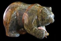 WALKING BEAR WITH SALMON IN PAW SOAPSTONE